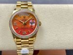 8+ Factory Gold Rolex Day-Date Replica Gold steel Case with White diamond diameter 36mm Watch